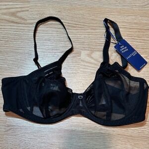 NWT Fantasie Devote black mesh sheer bra 34DD